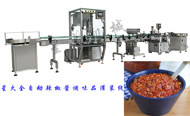 星火全自動(dòng)辣椒醬調(diào)味品灌裝線展示圖