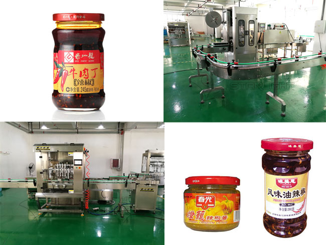 星火辣椒醬灌裝機(jī)生產(chǎn)流水線設(shè)備及樣品展示
