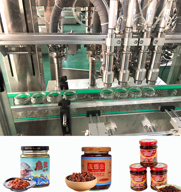 星火全自動醬料灌裝機細節(jié)及樣品展示